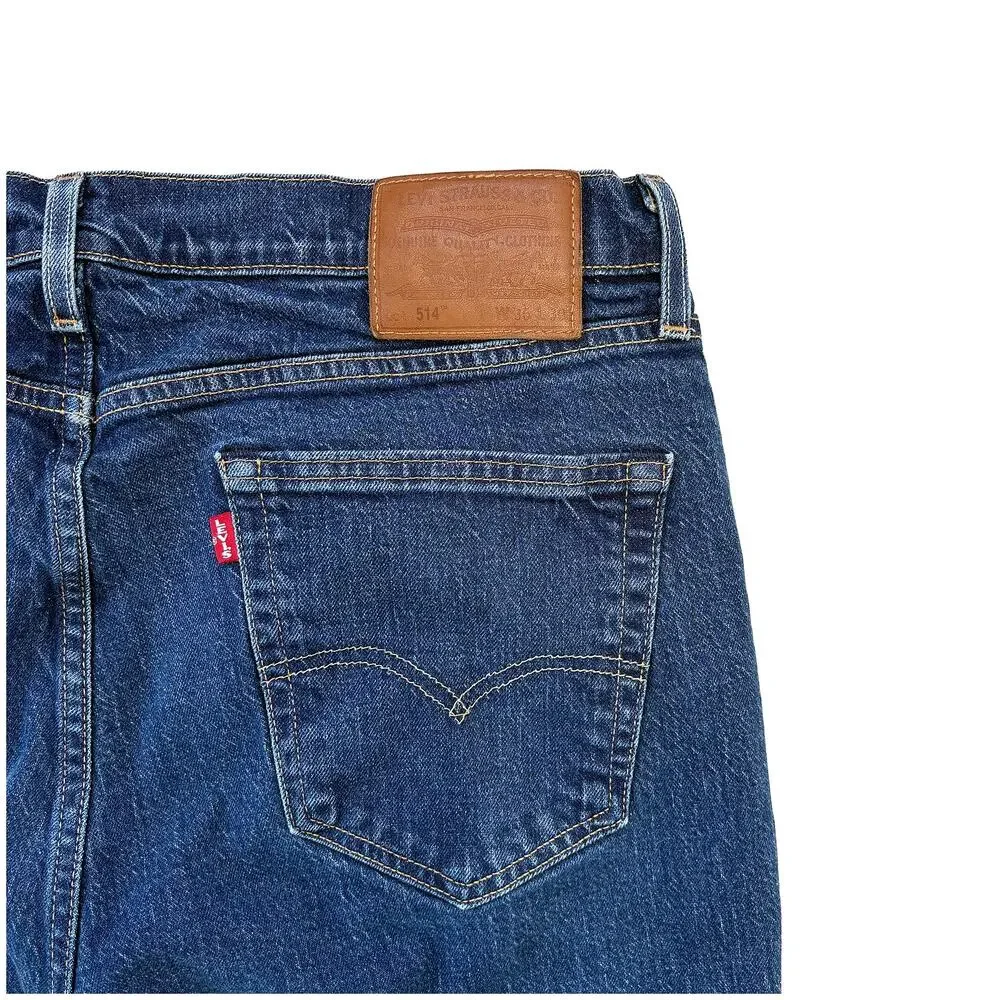 Levis 514 Jeans Men 36x30 Straight Leg Big E Low Stretch Mid Rise Faded Med Wash